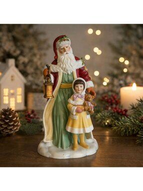 Avon 1995 Santa and Child Figurine Collectible Porcelain Christmas Vintage 7.5"